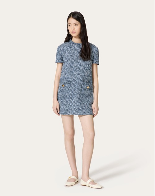 Red Valentino ABITO CORTO IN DENIM TEXTURED TWEED Enormi sconti