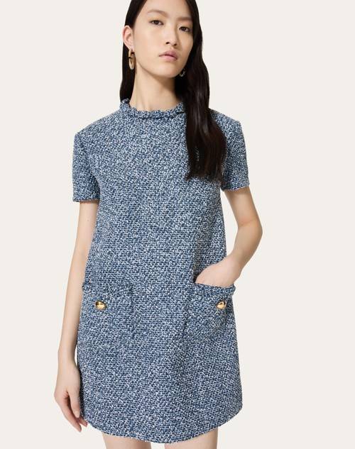 Red Valentino ABITO CORTO IN DENIM TEXTURED TWEED Enormi sconti