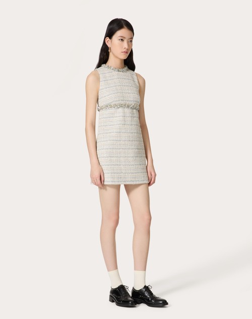 Red Valentino ABITO CORTO IN DELICATE TWEED RICAMATO Sconti questo mese