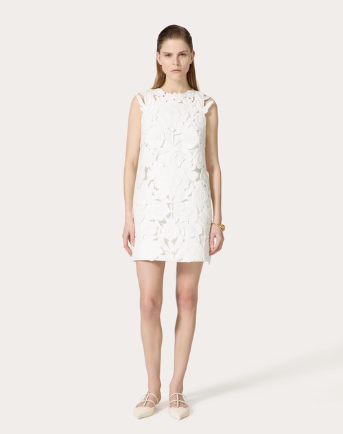 Red Valentino ABITO CORTO IN LIGHT DOUBLE SPLITTABLE GABARDINE RICAMATO Vendita