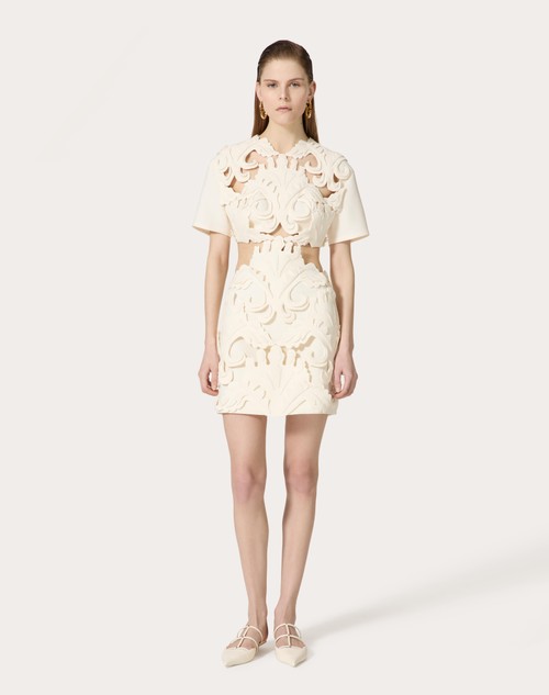 Red Valentino ABITO CORTO IN CREPE COUTURE RICAMATO Promozione