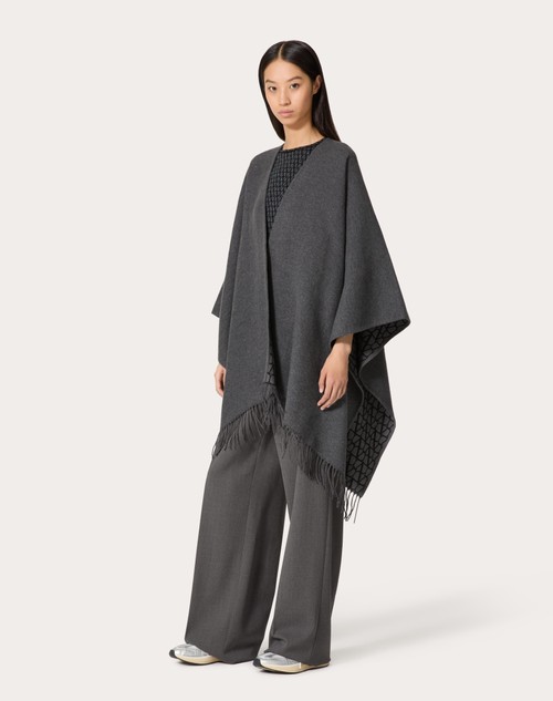 Red Valentino PONCHO DOUBLE TOILE ICONOGRAPHE IN LANA, SETA E CACHEMIRE In Saldo