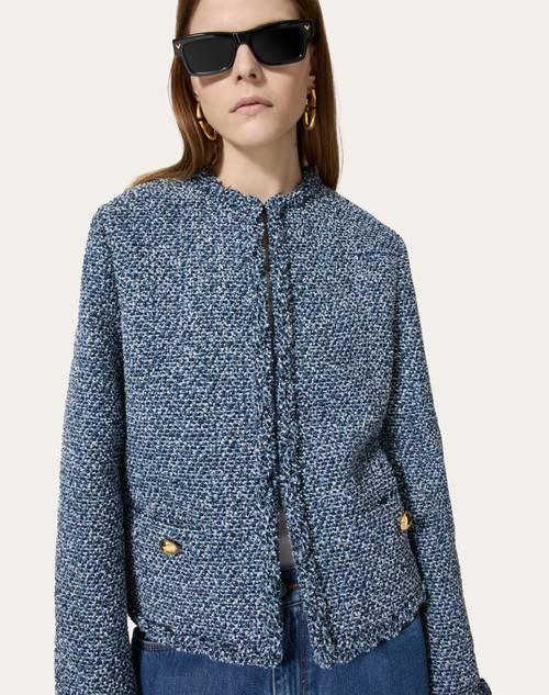 Red Valentino GIACCA IN DENIM TEXTURED TWEED Comprare a buon mercato
