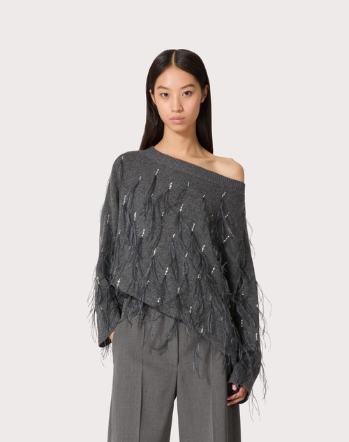 Red Valentino MAGLIA IN LANA CON PIUME RICAMATA Offerta temporanea