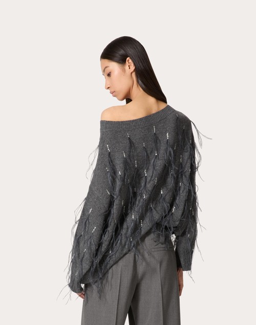 Red Valentino MAGLIA IN LANA CON PIUME RICAMATA Offerta temporanea