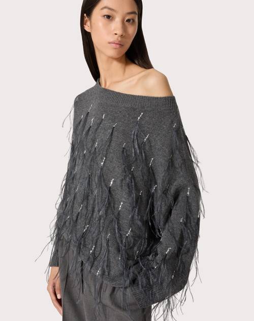Red Valentino MAGLIA IN LANA CON PIUME RICAMATA Offerta temporanea