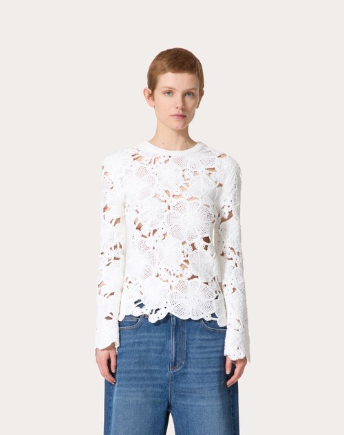 Red Valentino MAGLIA IN COTONE RICAMATA Offerte esclusive