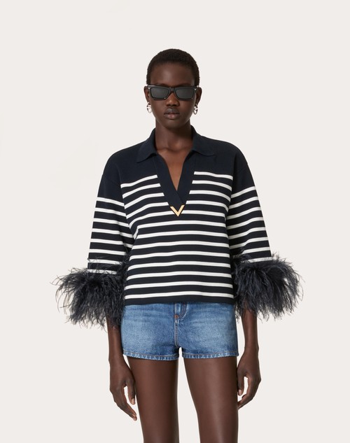 Red Valentino MAGLIA IN COTONE CON PIUME Offerte speciali