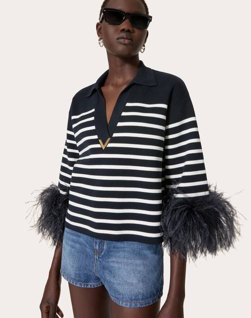Red Valentino MAGLIA IN COTONE CON PIUME Offerte speciali