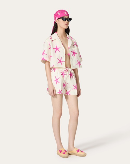 Red Valentino SHORTS IN POPELINE STARFISH Black Friday Prezzi