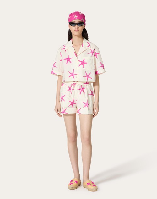 Red Valentino SHORTS IN POPELINE STARFISH Black Friday Prezzi