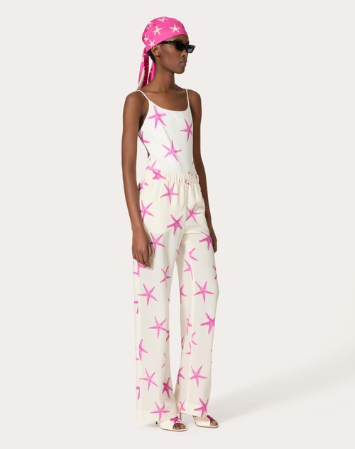 Red Valentino PANTALONI IN CREPE DE CHINE STARFISH In vendita