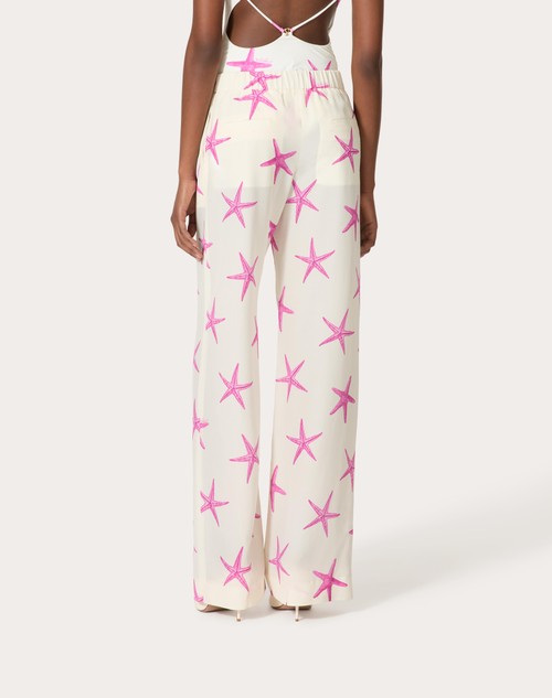 Red Valentino PANTALONI IN CREPE DE CHINE STARFISH In vendita
