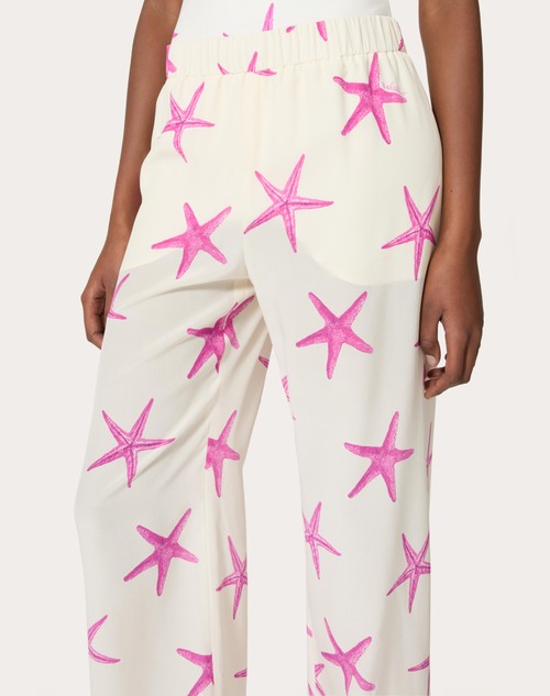 Red Valentino PANTALONI IN CREPE DE CHINE STARFISH In vendita