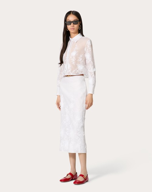 Red Valentino GONNA MIDI IN CAMELLIA ORGANDIS Convenienza