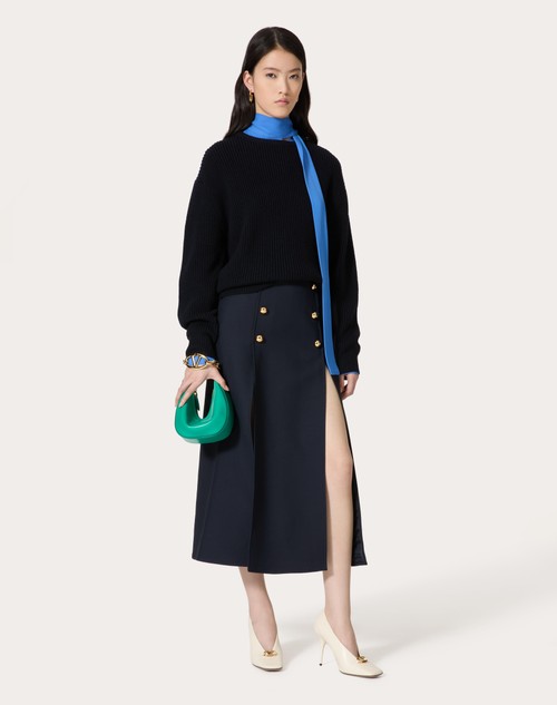 Red Valentino GONNA MIDI IN CREPE COUTURE Sconto