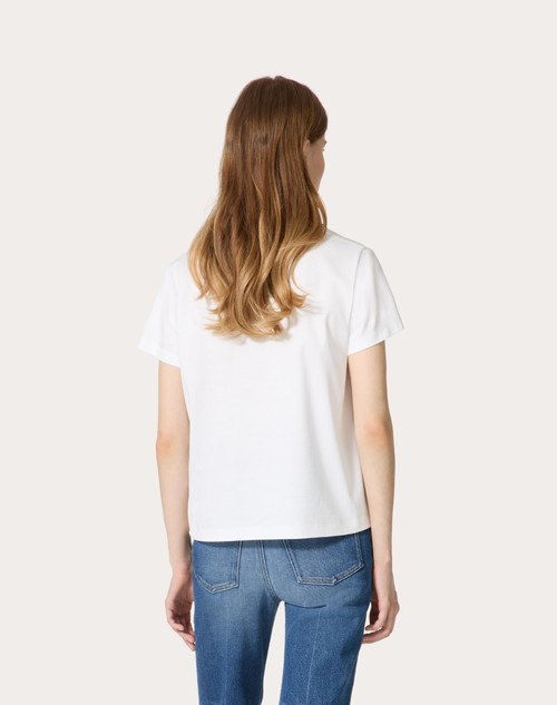 Red Valentino T-SHIRT IN COTTON JERSEY RICAMATA Saldi Di Fabbrica