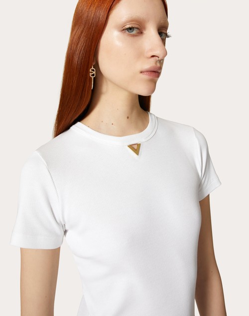 Red Valentino T-SHIRT IN RIBBED COTTON Vendite Flash