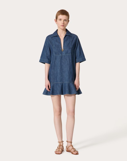 Red Valentino ABITO CORTO IN CHAMBRAY DENIM Spedizione gratuita