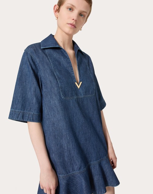 Red Valentino ABITO CORTO IN CHAMBRAY DENIM Spedizione gratuita