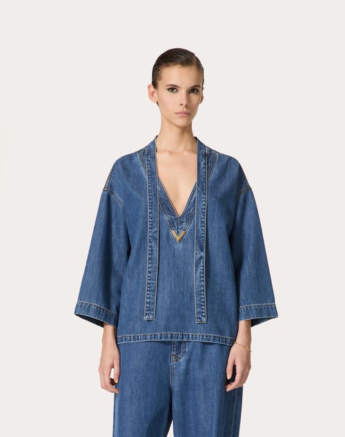 Red Valentino KAFTANO IN DENIM BLU MEDIO Sconto di tempo limitato
