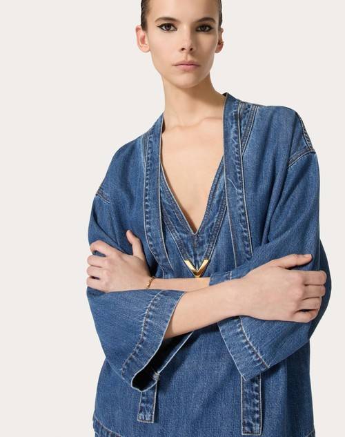 Red Valentino KAFTANO IN DENIM BLU MEDIO Sconto di tempo limitato