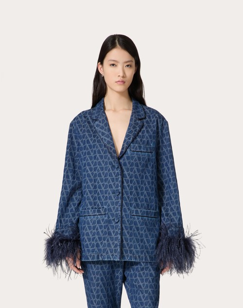 Red Valentino CAMICIA IN DENIM TOILE ICONOGRAPHE MEDIUM BLUE Comprare a buon mercato