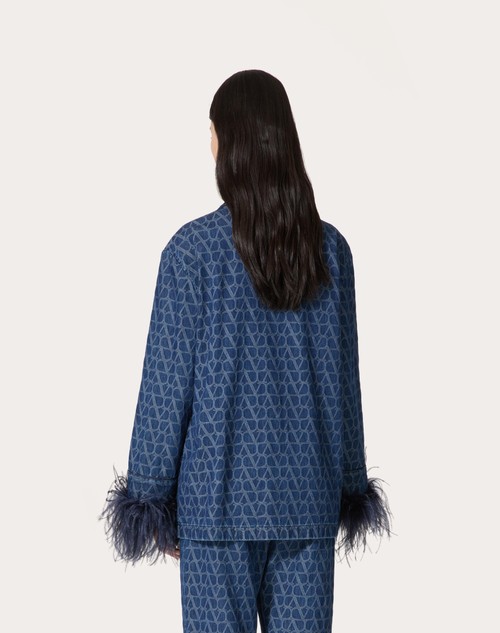 Red Valentino CAMICIA IN DENIM TOILE ICONOGRAPHE MEDIUM BLUE Comprare a buon mercato