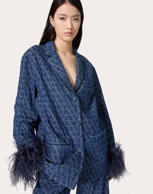 Red Valentino CAMICIA IN DENIM TOILE ICONOGRAPHE MEDIUM BLUE Comprare a buon mercato
