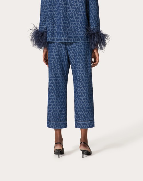 Red Valentino PANTALONI IN DENIM TOILE ICONOGRAPHE MEDIUM BLUE Grande vendita
