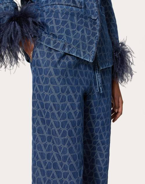 Red Valentino PANTALONI IN DENIM TOILE ICONOGRAPHE MEDIUM BLUE Grande vendita