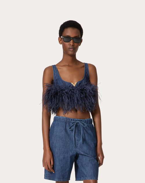 Red Valentino TOP IN CHAMBRAY DENIM Flash Sale