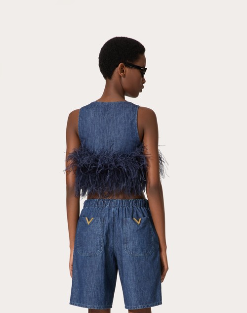 Red Valentino TOP IN CHAMBRAY DENIM Flash Sale