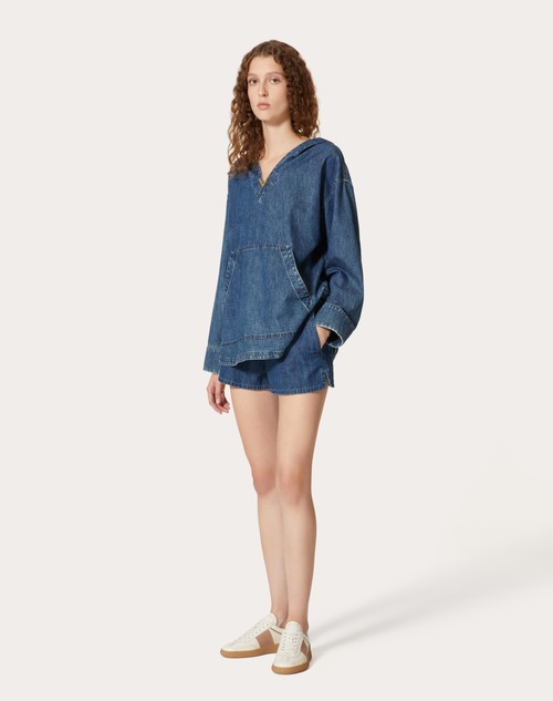 Red Valentino SHORTS IN CHAMBRAY DENIM Fornitura limitata