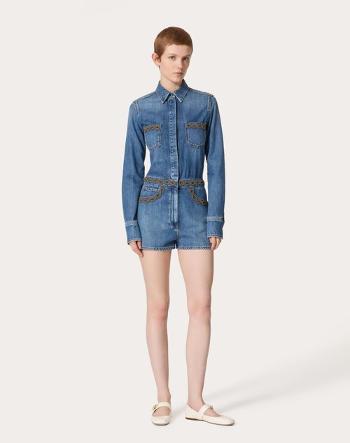 Red Valentino TUTA IN DENIM BLU MEDIO RICAMATA Vendite stagionali
