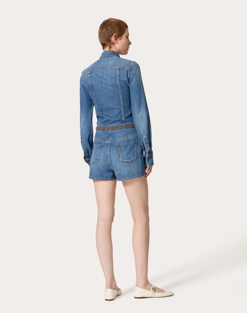 Red Valentino TUTA IN DENIM BLU MEDIO RICAMATA Vendite stagionali
