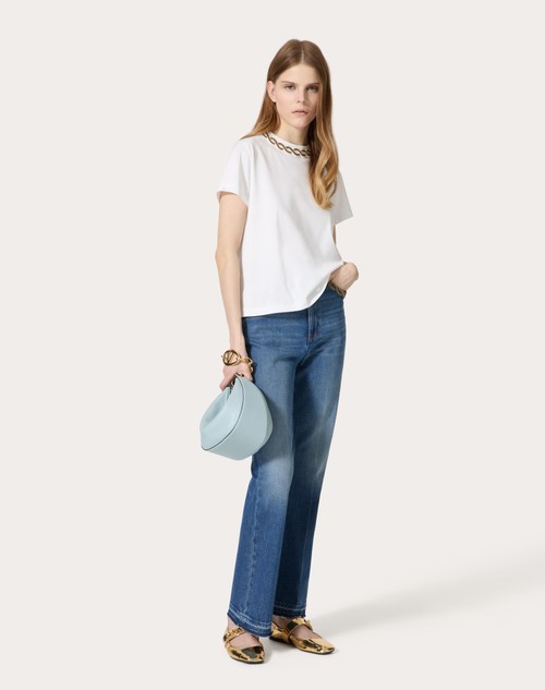Red Valentino PANTALONI IN BLU MEDIO CON RISERVA RICAMATI Black Friday