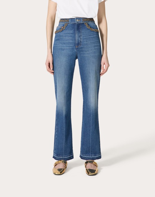 Red Valentino PANTALONI IN BLU MEDIO CON RISERVA RICAMATI Black Friday
