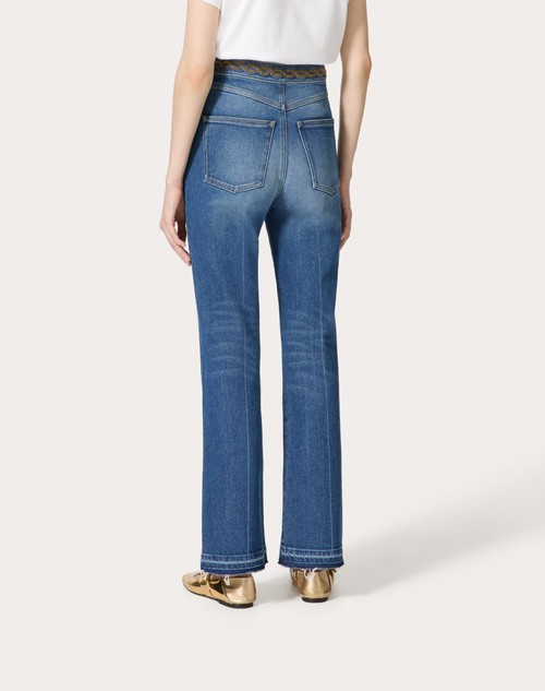 Red Valentino PANTALONI IN BLU MEDIO CON RISERVA RICAMATI Black Friday