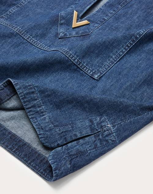 Red Valentino TOP KAFTANO IN CHAMBRAY DENIM Vendita calda