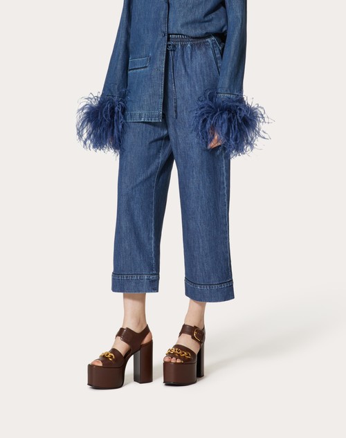 Red Valentino PANTALONE IN CHAMBRAY DENIM Offerta migliore