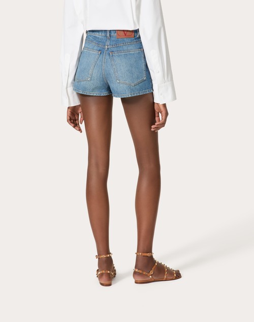 Red Valentino SHORTS IN DEEP BLUE DENIM Offerta temporanea