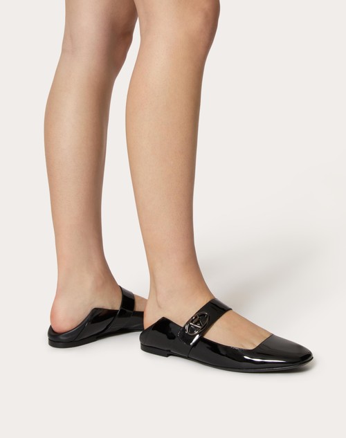 Red Valentino BALLERINA MARY-JANE VLOGO LOCKER IN VERNICE Offerte stagionali