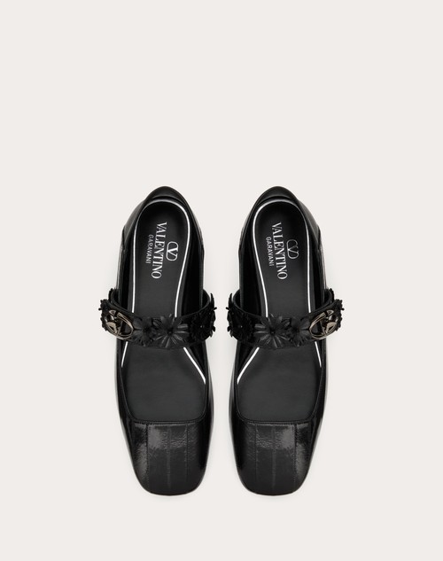 Red Valentino BALLERINA MARY-JANE VLOGO LOCKER IN ANGUILLA CON APPLICAZIONE DI FIORI Liquidazione