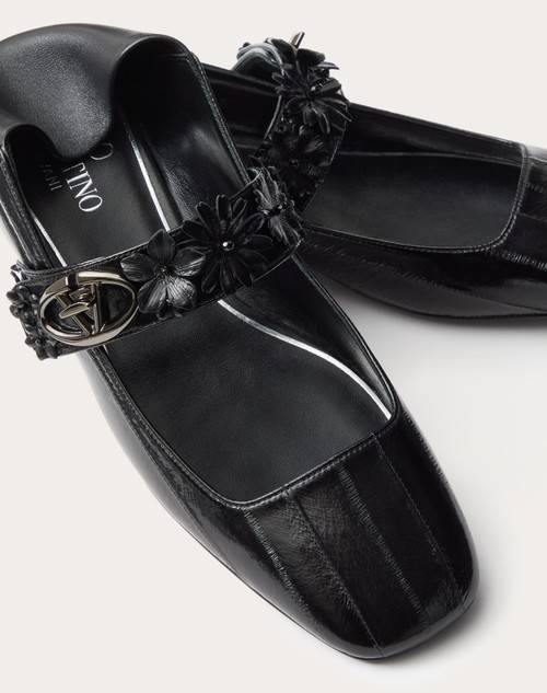 Red Valentino BALLERINA MARY-JANE VLOGO LOCKER IN ANGUILLA CON APPLICAZIONE DI FIORI Liquidazione