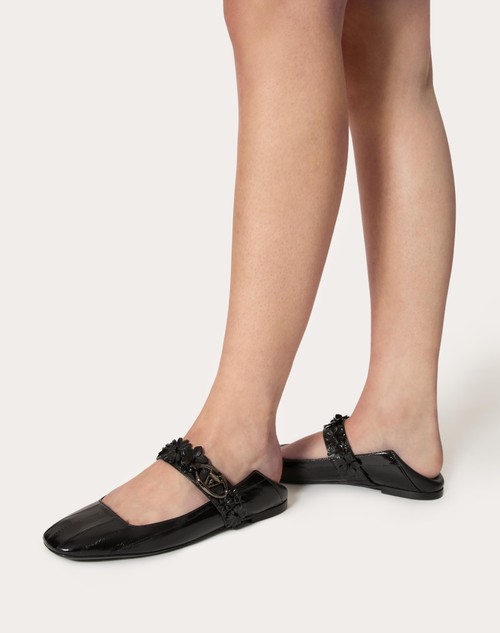 Red Valentino BALLERINA MARY-JANE VLOGO LOCKER IN ANGUILLA CON APPLICAZIONE DI FIORI Liquidazione
