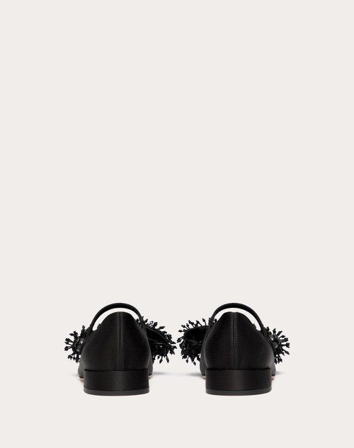 Red Valentino BALLERINA MARY-JANE VALENTINO GARAVANI BOWJANE IN RASO CON RICAMO A FRANGE 20MM Offerte giornaliere