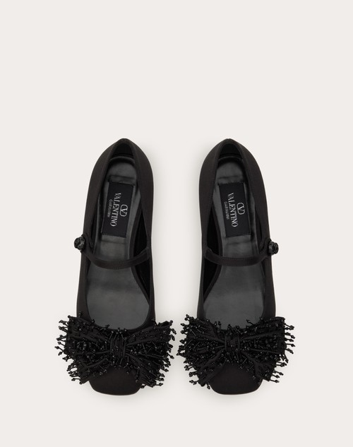 Red Valentino BALLERINA MARY-JANE VALENTINO GARAVANI BOWJANE IN RASO CON RICAMO A FRANGE 20MM Offerte giornaliere