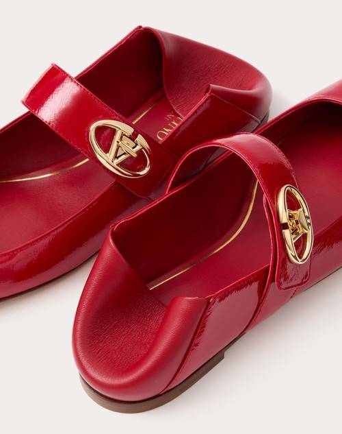 Red Valentino BALLERINA MARY-JANE VLOGO LOCKER IN NAPLACK Offerte speciali