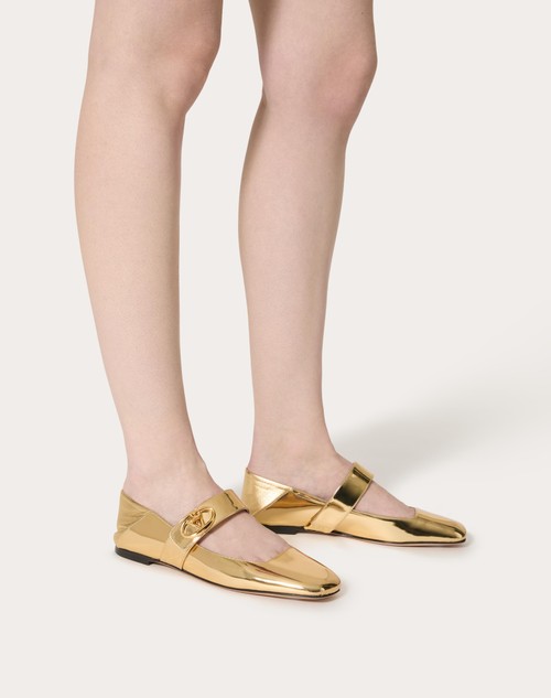 Red Valentino BALLERINA MARY-JANE VLOGO LOCKER IN VITELLO SPECCHIO Super Saving Price